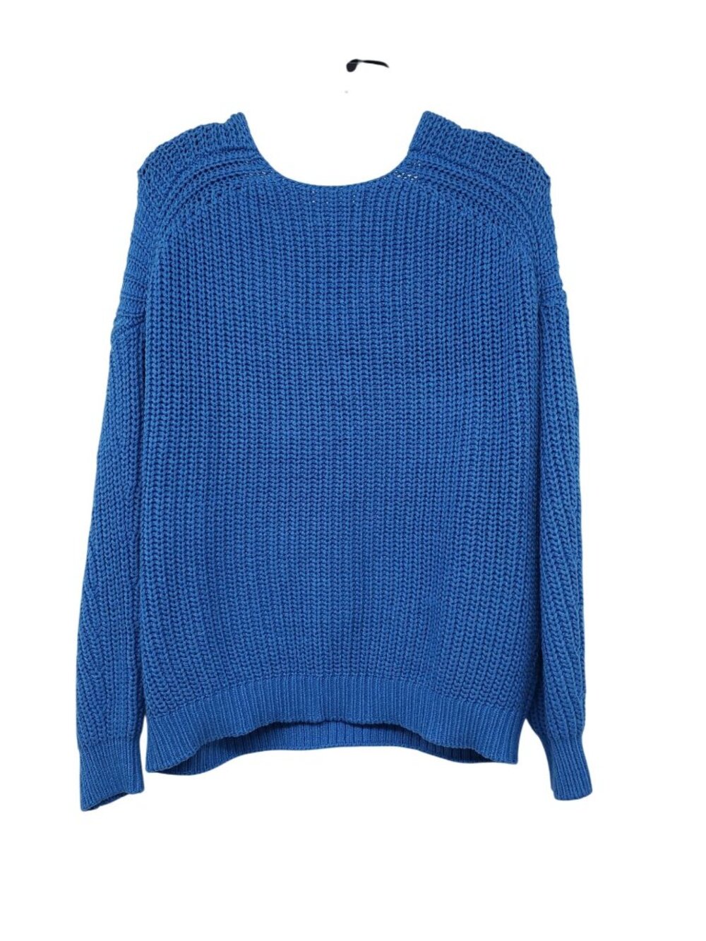 Maeve Anthropologie Blue Chunky Knit V Neck Sweater Oversized Relaxed Cerulean - Picture 10 of 12